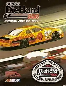 The 1996 DieHard 500 program cover, featuring Sterling Marlin.