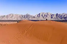 View to the Pinacate craters from the sand dunes