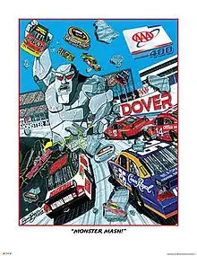 The 2009 AAA 400 program cover, with artwork by Sam Bass. "Monster Mash!"