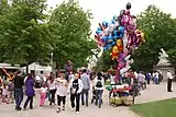 Fast-food kiosks in a park