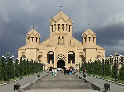 Saint Gregory the Illuminator Cathedral, Yerevan, completed in 2001, contains the remains of Gregory