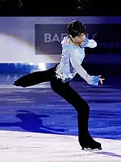 Hanyu performing to "The Final Time Traveler" at the exhibition gala of the 2014 Grand Prix Final in Barcelona