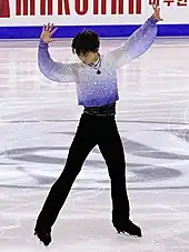 Final pose of Hanyu's short program to Ballade No. 1 in G minor at the 2014 Grand Prix Final in Barcelona