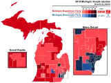 Results shaded by the percentage of the party vote in each district