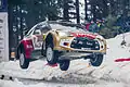 Kris Meeke and Paul Nagle driving a Citroën DS3 WRC at Vargåsen, which was the power stage of 2014 Rally Sweden.