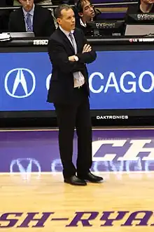 Chris Collins coaching the Northwestern Wildcats in a 2015 game