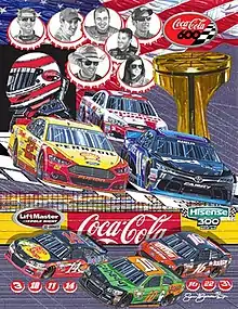 The 2015 Coca-Cola 600 program cover, featuring the Coca-Cola Racing Family. Artwork by Sam Bass. The painting is called "Top Stars!"