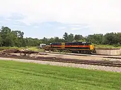 An Iowa Interstate train at the railroad junction.