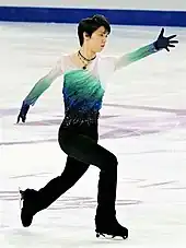 Hanyu in the opening pose of his free skate program 'Hope and Legacy' at the 2016 Grand Prix Final in Marseille