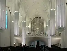 View from the chapel choir to the assembly hall, the two rooms can be separated or combined for different uses