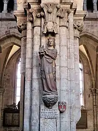 Pillar with figure of St. Empress Kunigunde,  donated by the Stromers, Sebaldus Church