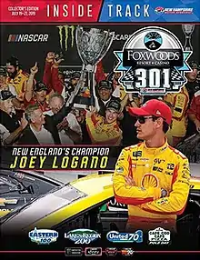 The 2019 Foxwoods Resort Casino 301 program cover, featuring Joey Logano.