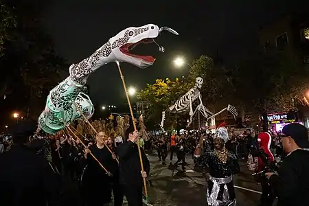 New York's Village Halloween Parade, Skeleton and monster puppet, 2019