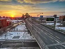 An empty Jacques-Cartier bridge during curfew