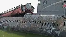 K-24 (now U-461 of the Peenemünde Maritime Museum), Project 651 Juliett cruise missile submarine, with rear SS-N-3 Shaddock launch tubes in raised position