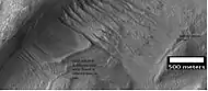 HiRISE image, taken under HiWish program, of gullies in a crater in Terra Sirenum.