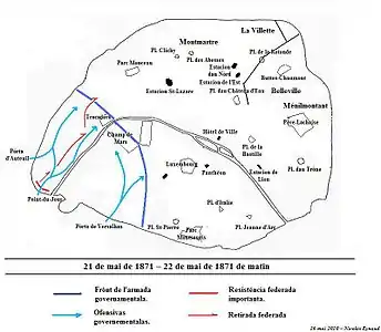 Troops of General Douay entered Paris through the Point-du-Jour rampart, which had been left undefended