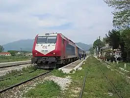 A Thessaloniki bound class A471 at Strymonas railway station, April 2010.