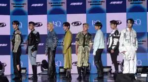 Ateez in July 2022L–R: Yunho, Seonghwa, San, Yeosang, Hongjoong, Wooyoung, Jongho, and Mingi