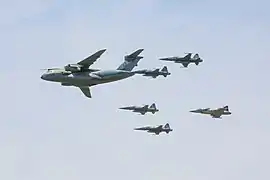 KC-390 in formation with F-5M and F-39E