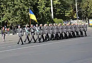 Ukrainian troops marching in the 25th Anniversary of the Republic of Moldova, 2016