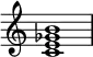  {
\override Score.TimeSignature #'stencil = ##f
\relative c' { 
  \clef treble \time 4/4
  <c e ges b>1
} }
