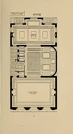 Second floor plan of the Engineers' Club (1905)