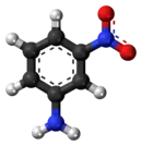 Ball-and-stick model of the 3-nitroaniline molecule