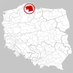 Location of Kashubian Lake District in Poland