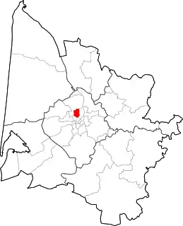 Location of the canton of Le Bouscat in the Gironde department.