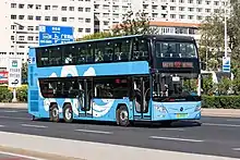 Image 56A Foton BJ6128SHEVCA-5 plug-in hybrid double-decker bus in Beijing Bus service (from Double-decker bus)