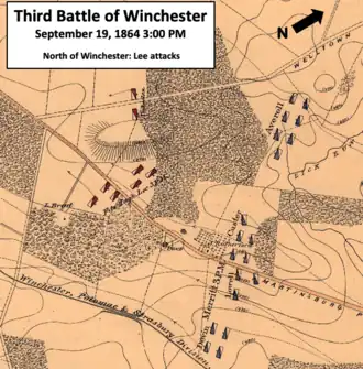 map showing region near and between Winchester and Washington