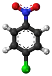 Ball-and-stick model of the 4-nitrochlorobenzene molecule