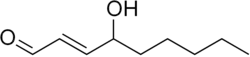 Skeletal formula of 4-hydroxynonenal ((2E)-2-en)