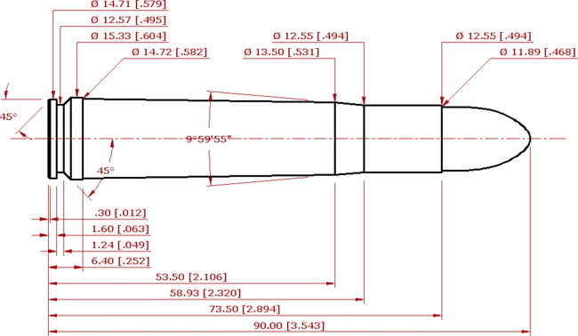 .465 Holland & Holland Magnum Cartridge Schematic