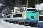 A Niigata-based 485-3000 series refurbished train on a Rapid service in September 2018