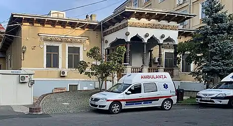 Lahovari House, now in the courtyard of the Cantacuzino Hospital in Bucharest (1885-1886), Strada Ion Movilă no. 5