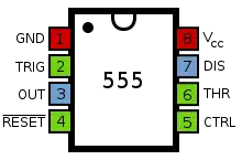 Pinout of 555 single timer.