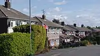 A street in Wetherby with decorative bunting, United Kingdom (2020)