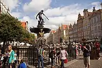 Neptune's Fountain and the historic townhouses of Gdańsk