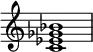  {
\override Score.TimeSignature #'stencil = ##f
\relative c' { 
  \clef treble \time 4/4
  <c es ges bes>1
} }
