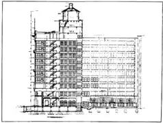 Cross-section drawing (parallel to Spear/Steuart)