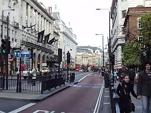 View of Piccadilly by the Meriden Hotel, looking towards Piccadilly Circus