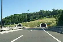 Motorway entering tunnel tubes