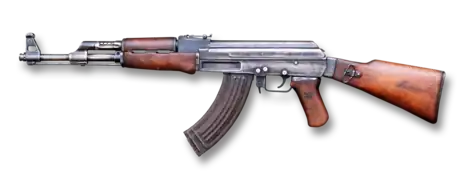 AK-47 with a three piece stock consisting of butt, grip and fore-end