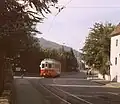 The AOMC left Monthey as a street tramway