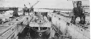 ARD-29 floating repair in dry dock N0. 4 at Pearl Harbor 1951