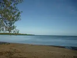 Coastal beach and bay near Wallaby Island