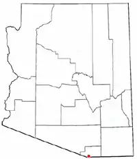 Location of Nogales in Santa Cruz County, Arizona.