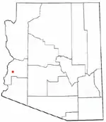 Location of Quartzsite in La Paz County, Arizona.